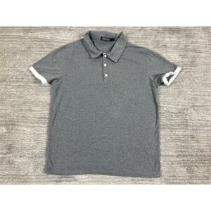 WULFUL Polo Shirt Mens S Gray Short Sleeve Contrast Cuff Cotton Blend Casual Top